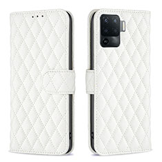Leather Case Stands Flip Cover Holder B11F for Oppo F19 Pro White