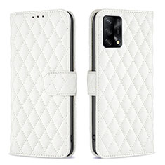 Leather Case Stands Flip Cover Holder B11F for Oppo F19 White