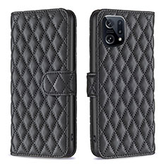 Leather Case Stands Flip Cover Holder B11F for Oppo Find X5 5G Black