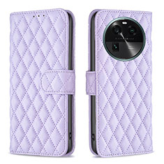 Leather Case Stands Flip Cover Holder B11F for Oppo Find X6 5G Purple
