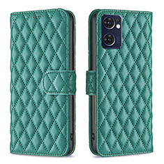 Leather Case Stands Flip Cover Holder B11F for Oppo Reno7 5G Green