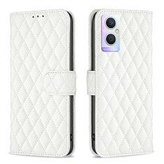 Leather Case Stands Flip Cover Holder B11F for Oppo Reno7 Z 5G White