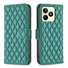 Leather Case Stands Flip Cover Holder B11F for Realme C51 Green
