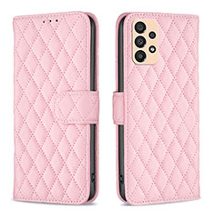 Leather Case Stands Flip Cover Holder B11F for Samsung Galaxy A33 5G Rose Gold