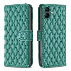 Leather Case Stands Flip Cover Holder B11F for Samsung Galaxy M04 Green