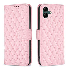 Leather Case Stands Flip Cover Holder B11F for Samsung Galaxy M04 Rose Gold