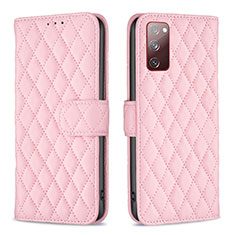 Leather Case Stands Flip Cover Holder B11F for Samsung Galaxy S20 FE 5G Rose Gold