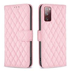 Leather Case Stands Flip Cover Holder B11F for Samsung Galaxy S20 Lite 5G Rose Gold
