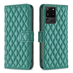 Leather Case Stands Flip Cover Holder B11F for Samsung Galaxy S20 Ultra Green