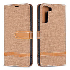 Leather Case Stands Flip Cover Holder B11F for Samsung Galaxy S21 FE 5G Gold
