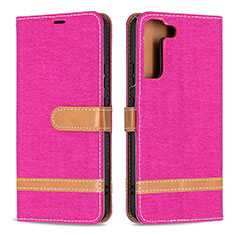 Leather Case Stands Flip Cover Holder B11F for Samsung Galaxy S21 FE 5G Hot Pink