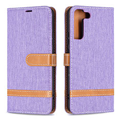Leather Case Stands Flip Cover Holder B11F for Samsung Galaxy S21 Plus 5G Clove Purple