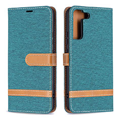 Leather Case Stands Flip Cover Holder B11F for Samsung Galaxy S21 Plus 5G Green