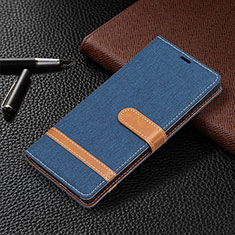 Leather Case Stands Flip Cover Holder B11F for Samsung Galaxy S21 Ultra 5G Blue