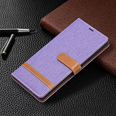 Leather Case Stands Flip Cover Holder B11F for Samsung Galaxy S21 Ultra 5G Clove Purple