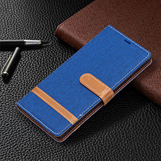 Leather Case Stands Flip Cover Holder B11F for Samsung Galaxy S22 Ultra 5G Navy Blue