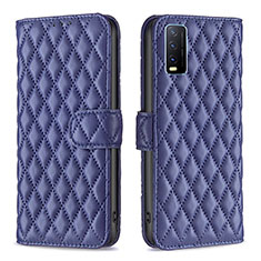 Leather Case Stands Flip Cover Holder B11F for Vivo Y11s Blue