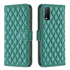 Leather Case Stands Flip Cover Holder B11F for Vivo Y11s Green