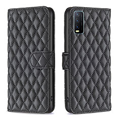 Leather Case Stands Flip Cover Holder B11F for Vivo Y12s Black