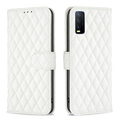 Leather Case Stands Flip Cover Holder B11F for Vivo Y20 White