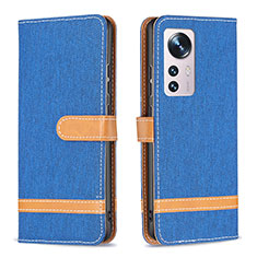 Leather Case Stands Flip Cover Holder B11F for Xiaomi Mi 12 5G Blue