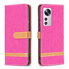 Leather Case Stands Flip Cover Holder B11F for Xiaomi Mi 12 5G Hot Pink
