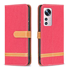 Leather Case Stands Flip Cover Holder B11F for Xiaomi Mi 12 5G Red