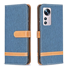 Leather Case Stands Flip Cover Holder B11F for Xiaomi Mi 12 Pro 5G Sky Blue