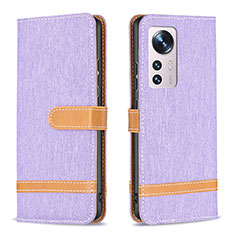 Leather Case Stands Flip Cover Holder B11F for Xiaomi Mi 12X 5G Clove Purple