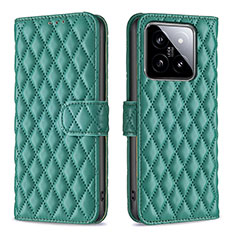 Leather Case Stands Flip Cover Holder B11F for Xiaomi Mi 14 5G Green