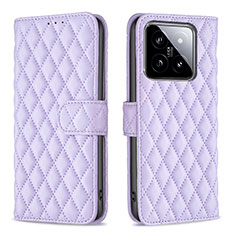 Leather Case Stands Flip Cover Holder B11F for Xiaomi Mi 14 5G Purple