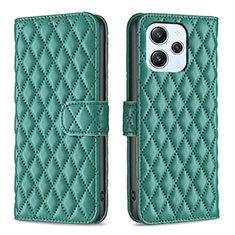 Leather Case Stands Flip Cover Holder B11F for Xiaomi Redmi 12 4G Green