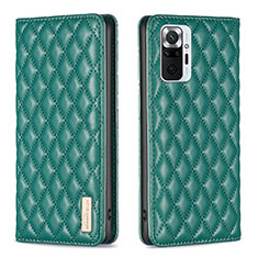 Leather Case Stands Flip Cover Holder B11F for Xiaomi Redmi Note 10 Pro 4G Green