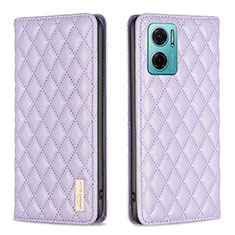 Leather Case Stands Flip Cover Holder B11F for Xiaomi Redmi Note 11E 5G Purple