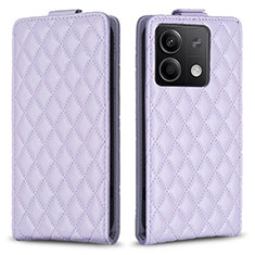Leather Case Stands Flip Cover Holder B11F for Xiaomi Redmi Note 13 5G Clove Purple