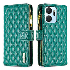 Leather Case Stands Flip Cover Holder B12F for Huawei Honor X7a Green