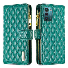 Leather Case Stands Flip Cover Holder B12F for Nokia G11 Green