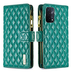 Leather Case Stands Flip Cover Holder B12F for OnePlus Nord N200 5G Green