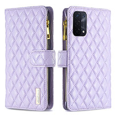 Leather Case Stands Flip Cover Holder B12F for OnePlus Nord N200 5G Purple