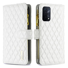 Leather Case Stands Flip Cover Holder B12F for OnePlus Nord N200 5G White
