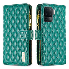 Leather Case Stands Flip Cover Holder B12F for Oppo A94 4G Green