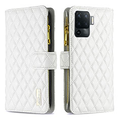Leather Case Stands Flip Cover Holder B12F for Oppo A94 4G White