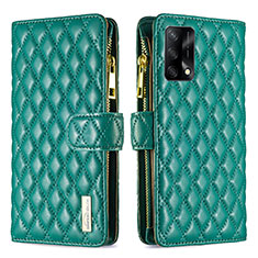 Leather Case Stands Flip Cover Holder B12F for Oppo A95 4G Green