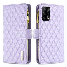 Leather Case Stands Flip Cover Holder B12F for Oppo A95 4G Purple
