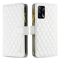 Leather Case Stands Flip Cover Holder B12F for Oppo A95 4G White