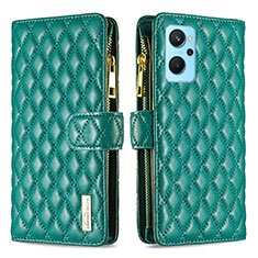Leather Case Stands Flip Cover Holder B12F for Oppo A96 4G Green
