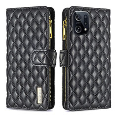 Leather Case Stands Flip Cover Holder B12F for Oppo Find X5 5G Black