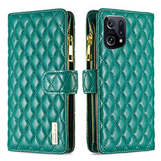 Leather Case Stands Flip Cover Holder B12F for Oppo Find X5 5G Green