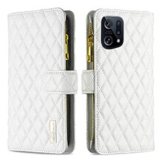 Leather Case Stands Flip Cover Holder B12F for Oppo Find X5 5G White
