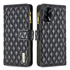 Leather Case Stands Flip Cover Holder B12F for Oppo Reno6 Lite Black